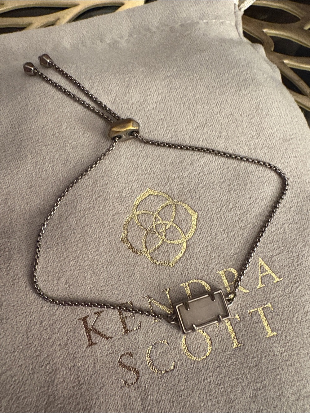 Kendra Scott Silver Bracelet with White Rectangular Stone-Preowned